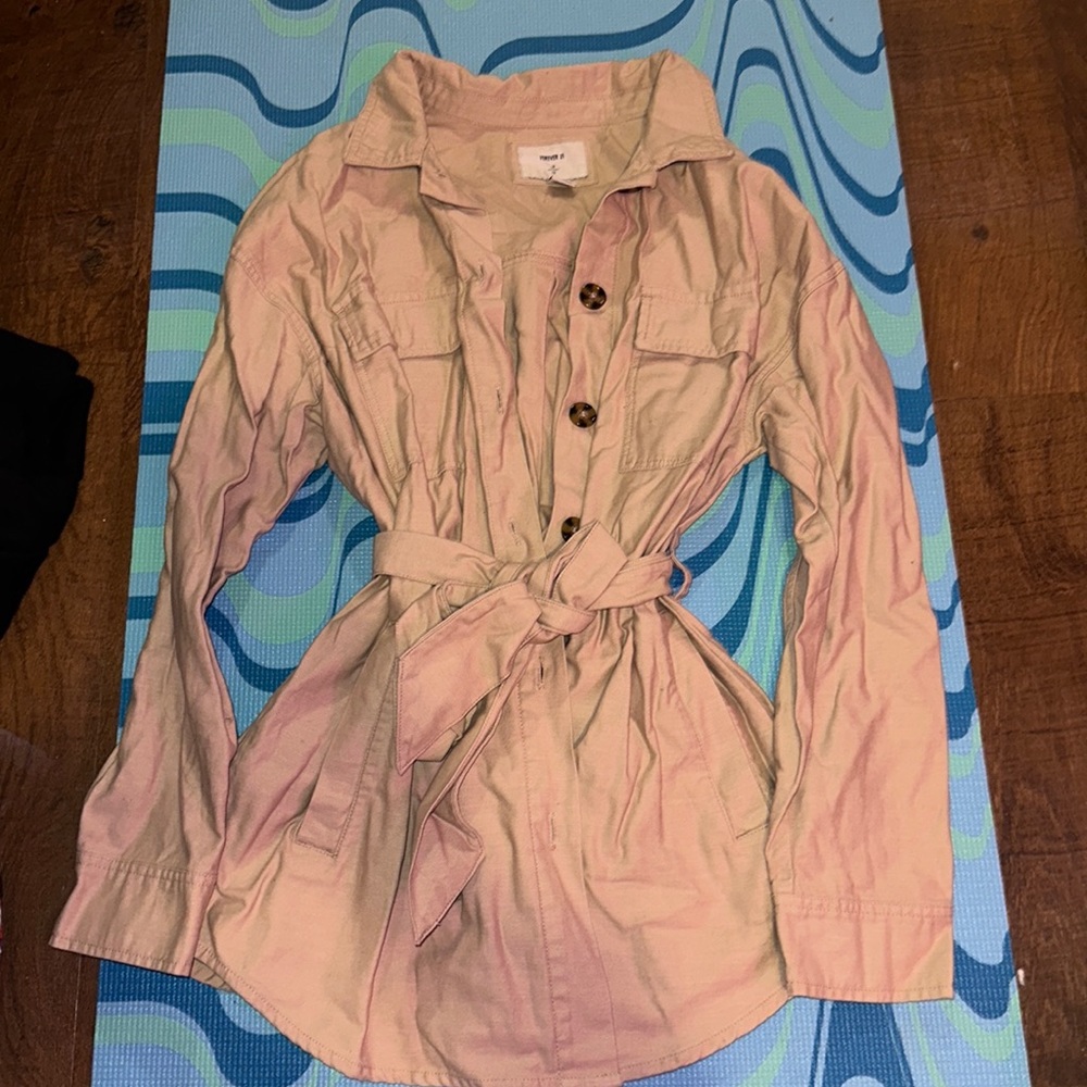 Tie Waist Cargo Shacket